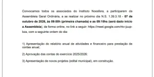 Imagem: Edital de chamamento para Assembleia Anual Ordinária
